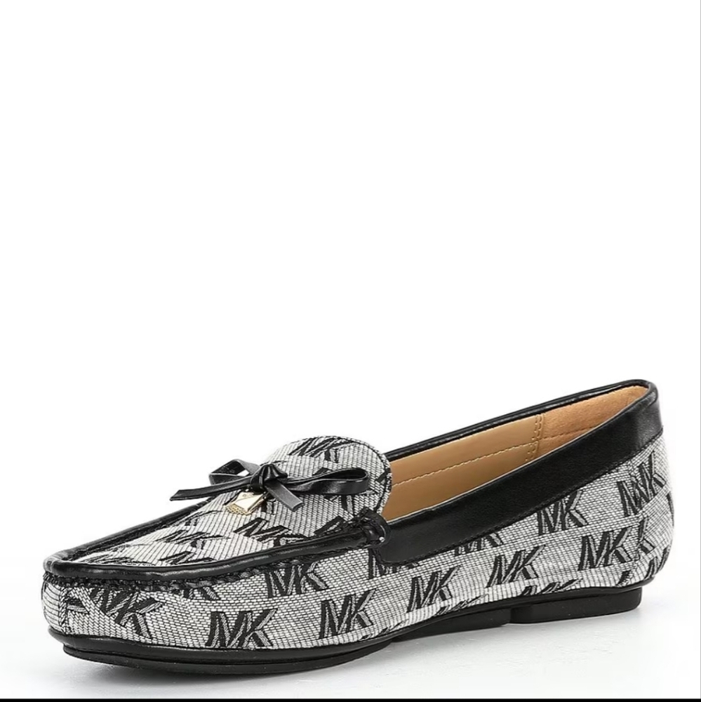 New Michael Kors Juliette Moc Signature Logo Slip-On Moccasins Size 7.5 Black